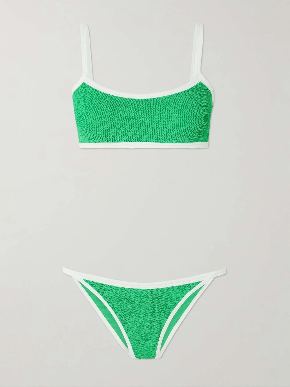 Hunza G NWT Tyler Emerald Green two-tone Original Crinkle™ bikini